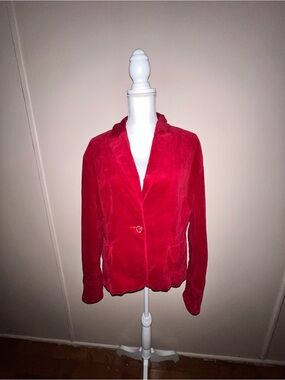 Goodclothes Vintage Red Women's Velvet Blazer Jacket - Size XL